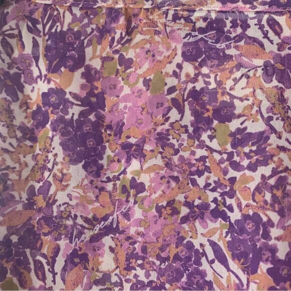 HOUSE OF CB Keala Purple Floral Sheer Side Peek-a-boo Cut Out Tie Cover Up Pants - Picture 3 of 14